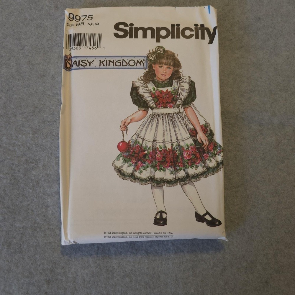 VTG Simplicity 9975 Daisy Kingdom Dress Pattern BB 5-6-6X Uncut 1995 Holiday